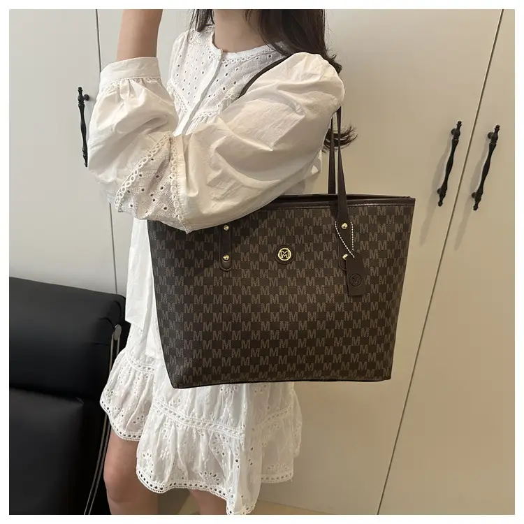 Women's Black Checkered Check Tote Bag Large Capacity — feature 17