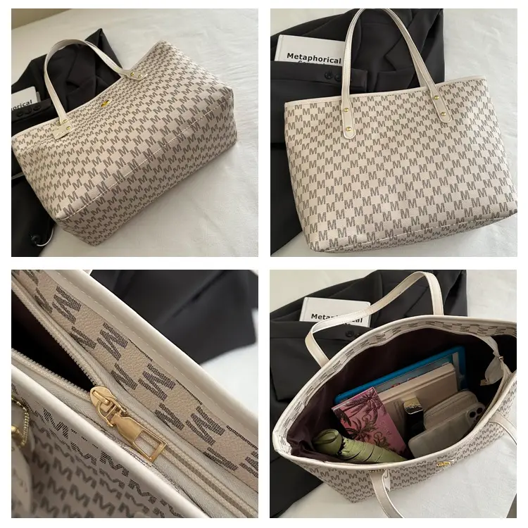 Women's Black Checkered Check Tote Bag Large Capacity — feature 8
