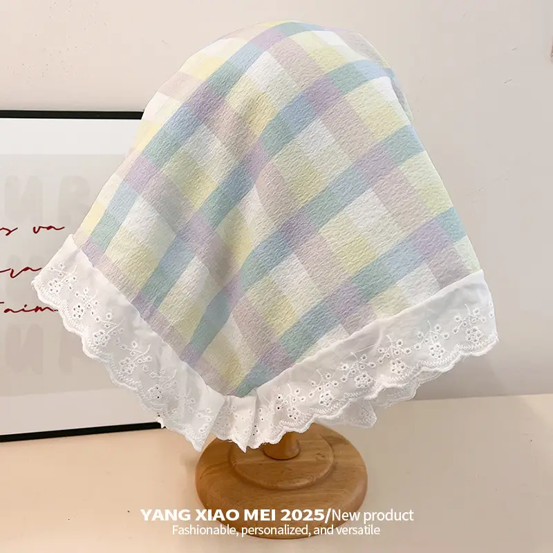 Women Plaid Duckbill Cap with Turban Scarf 2025 - Image 6