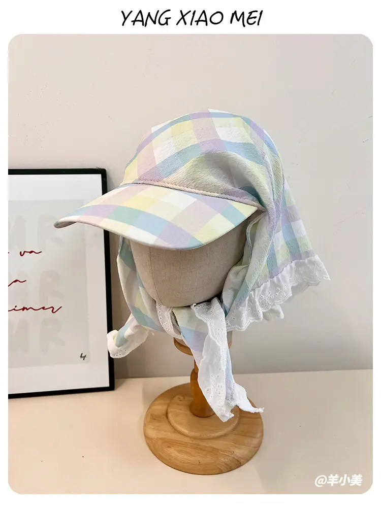 Women Plaid Duckbill Cap with Turban Scarf 2025 — feature 1