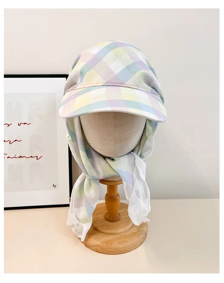 Women Plaid Duckbill Cap with Turban Scarf 2025 — feature 3