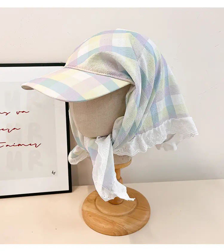 Women Plaid Duckbill Cap with Turban Scarf 2025 — feature 7