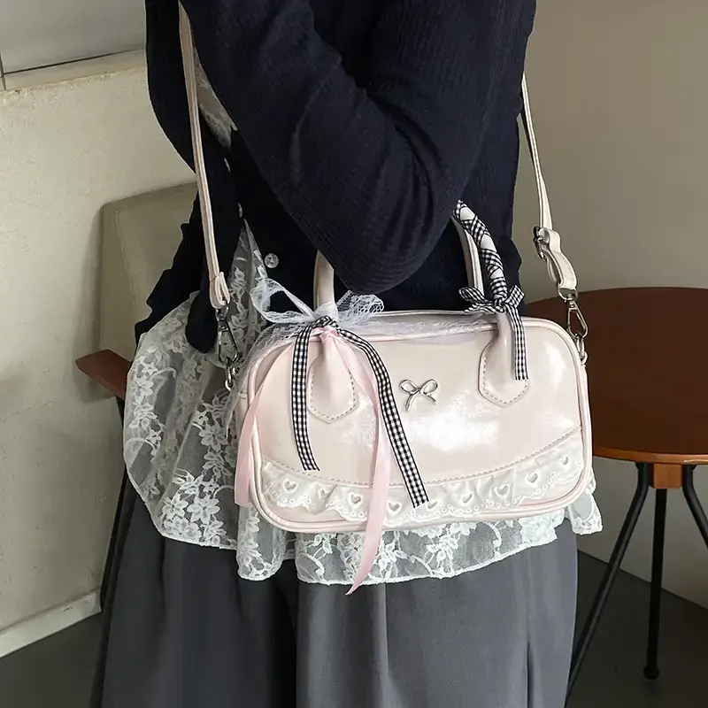 Women's White Embroidered Bow Crossbody Bag 2025 - Image 7