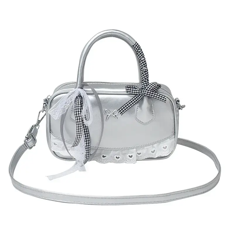 Women's White Embroidered Bow Crossbody Bag 2025 - Image 10