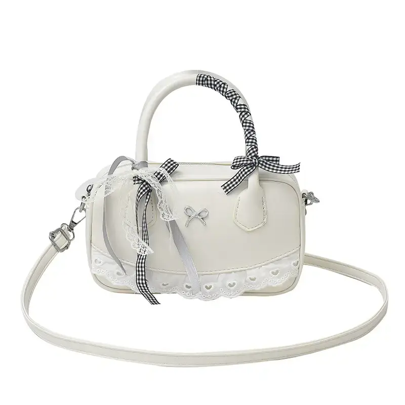 Women's White Embroidered Bow Crossbody Bag 2025 - Image 4