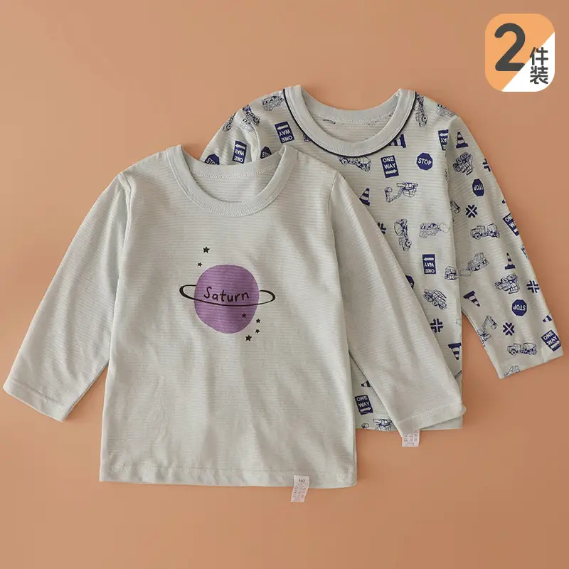 Baby T-shirt Long Sleeve Cotton Base Shirt Slub Cotton - Image 4