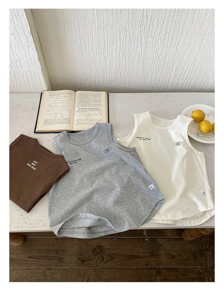 Children's Sleeveless Cotton T-Shirt White 2025 Summer — feature 10