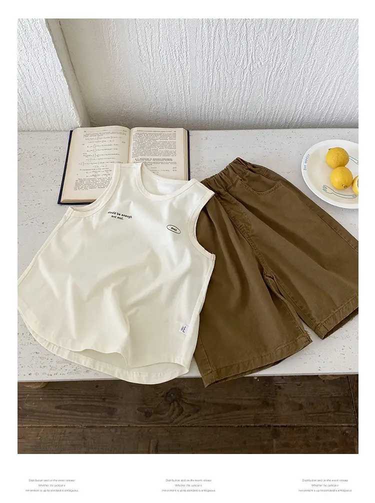 Children's Sleeveless Cotton T-Shirt White 2025 Summer — feature 12