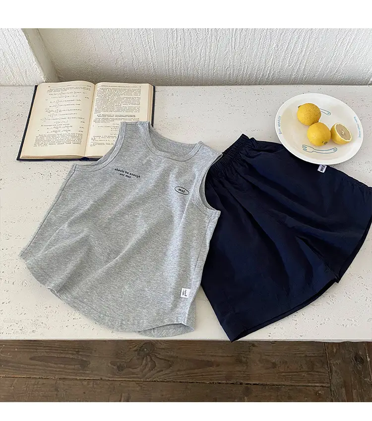 Children's Sleeveless Cotton T-Shirt White 2025 Summer — feature 13