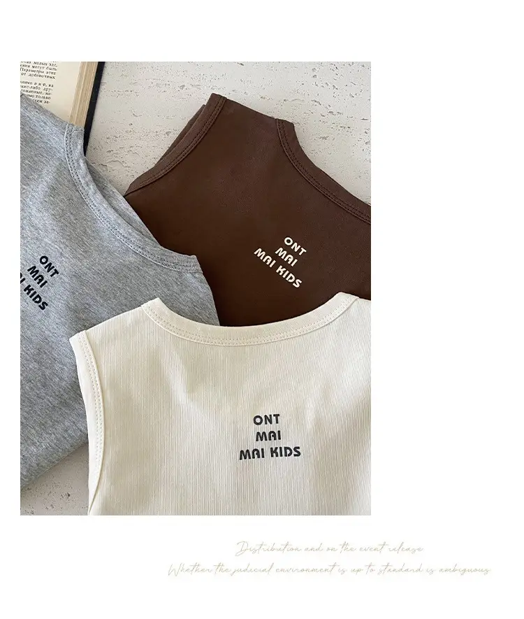 Children's Sleeveless Cotton T-Shirt White 2025 Summer — feature 8