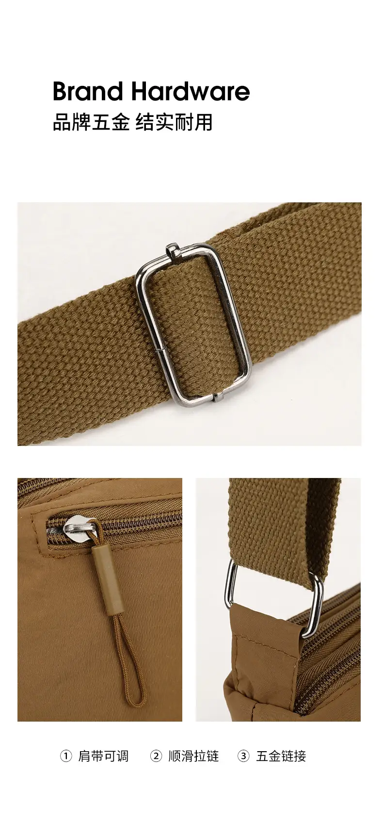 Women's Japanese Style Square Bag Brown Multi-layer Storage — feature 13