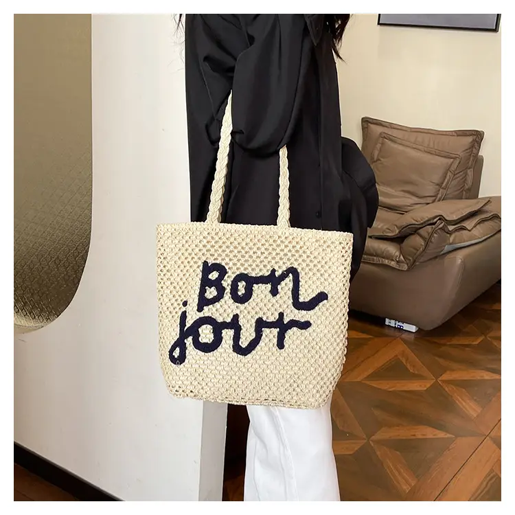 Women's Letter Knitted Crossbody Bag Brown — feature 23