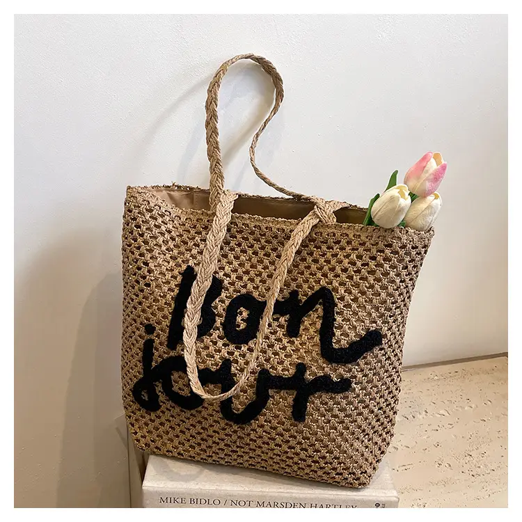 Women's Letter Knitted Crossbody Bag Brown — feature 26