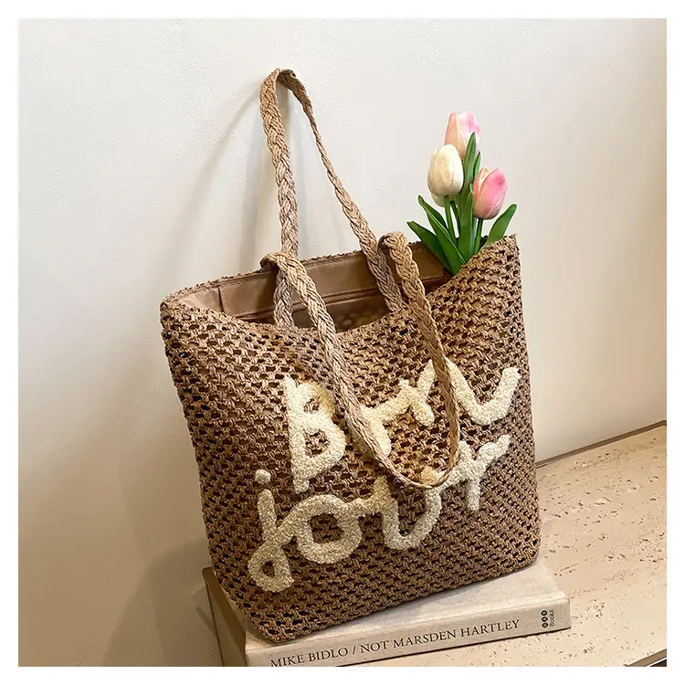 Women's Letter Knitted Crossbody Bag Brown — feature 28