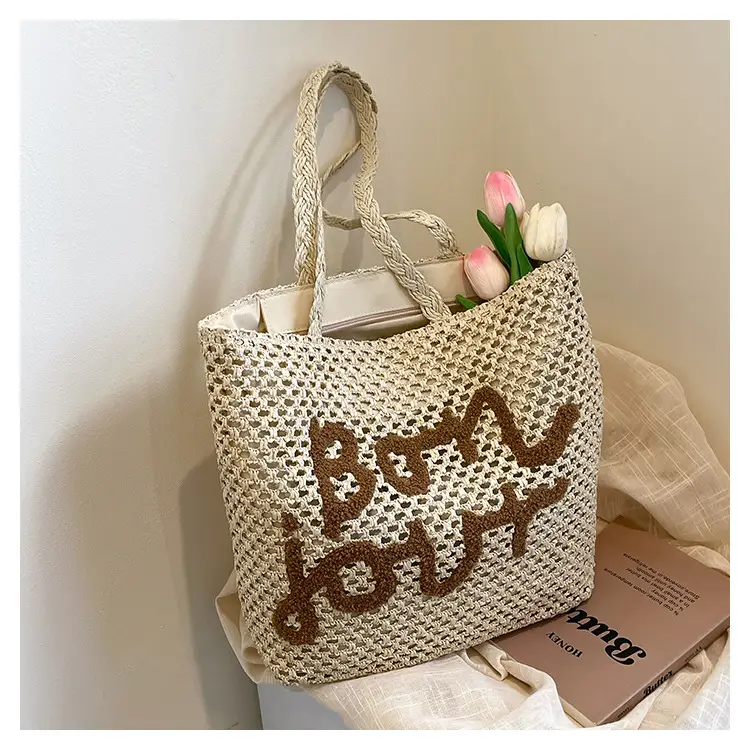 Women's Letter Knitted Crossbody Bag Brown — feature 29
