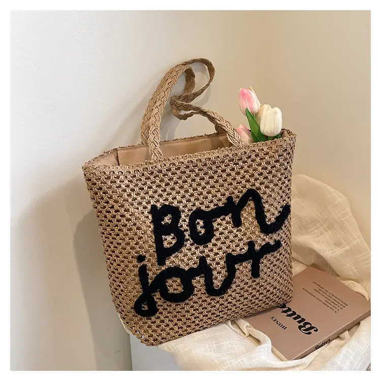 Women's Letter Knitted Crossbody Bag Brown — feature 31