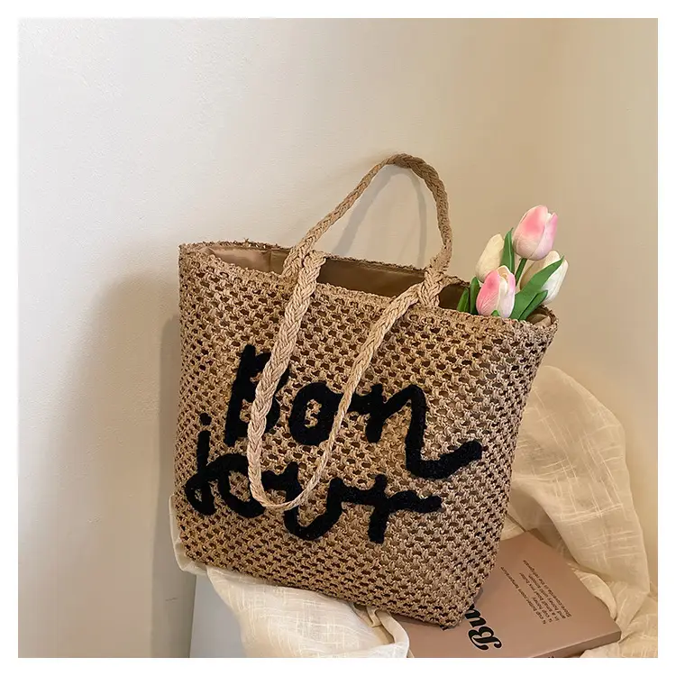 Women's Letter Knitted Crossbody Bag Brown — feature 32