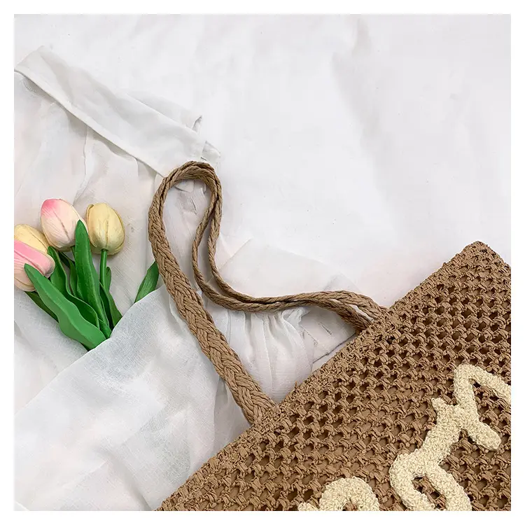 Women's Letter Knitted Crossbody Bag Brown — feature 8