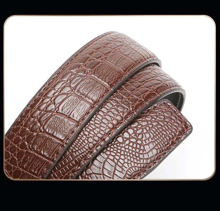 Men's Black Croc Leather Belt with Automatic Buckle — feature 3