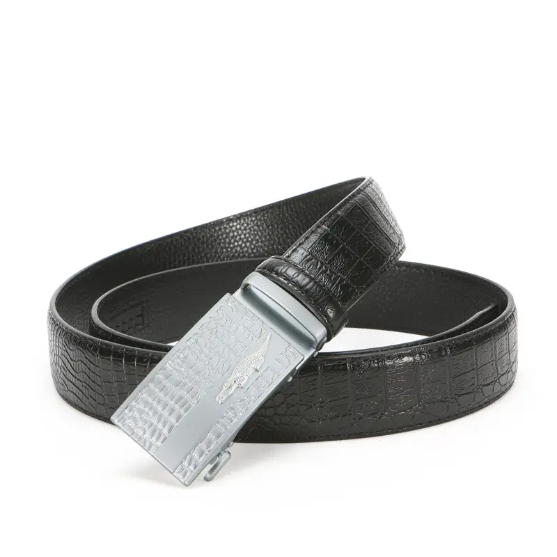 Men's Black Croc Leather Belt with Automatic Buckle - Image 2