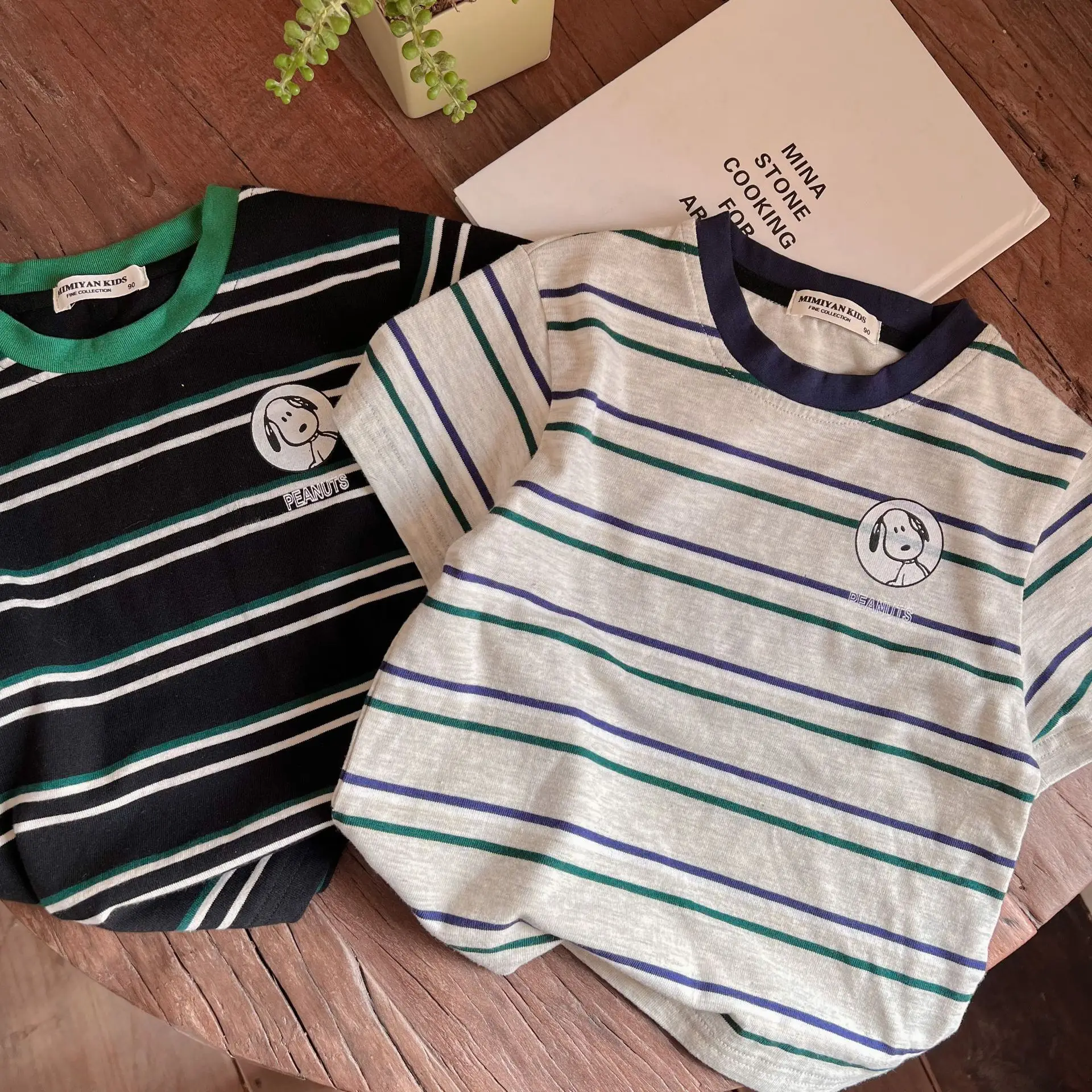 Boys Striped T-Shirt Round Neck Cartoon Puppy Summer Top — feature 21