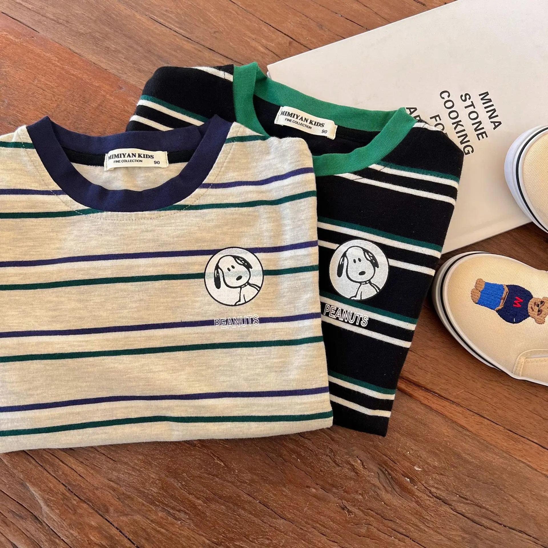 Boys Striped T-Shirt Round Neck Cartoon Puppy Summer Top — feature 22
