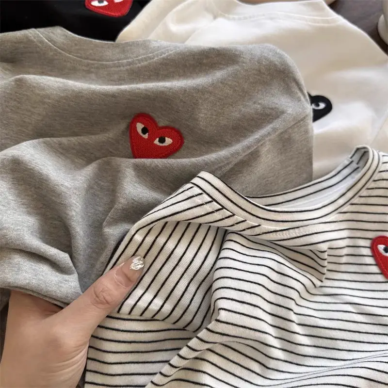 Boys Striped T-Shirt Round Neck Cartoon Puppy Summer Top