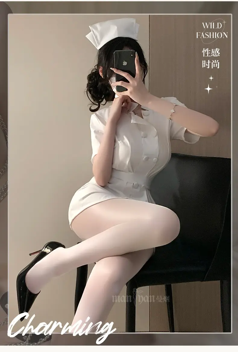 White Nurse-Style Leggings with Belt & Button for Women — feature 18