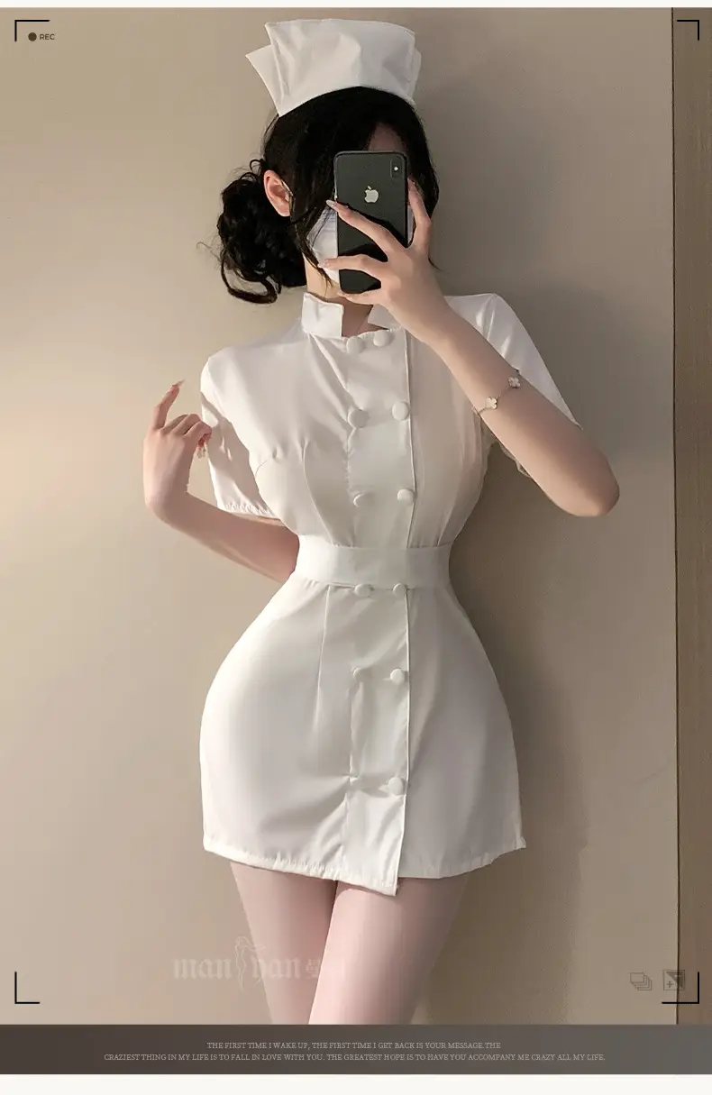 White Nurse-Style Leggings with Belt & Button for Women — feature 19