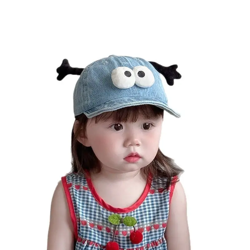 Baby Denim Cap with Cute Eyes Sun Hat - Image 6