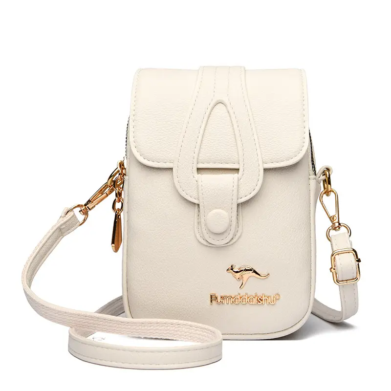 Black Leather Crossbody Bag for Women Mobile Phone Shoulder Bag - Image 2