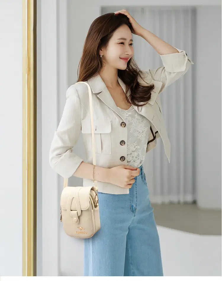 Black Leather Crossbody Bag for Women Mobile Phone Shoulder Bag — feature 10