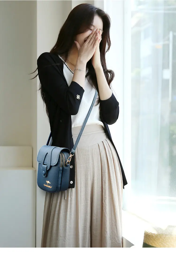 Black Leather Crossbody Bag for Women Mobile Phone Shoulder Bag — feature 12