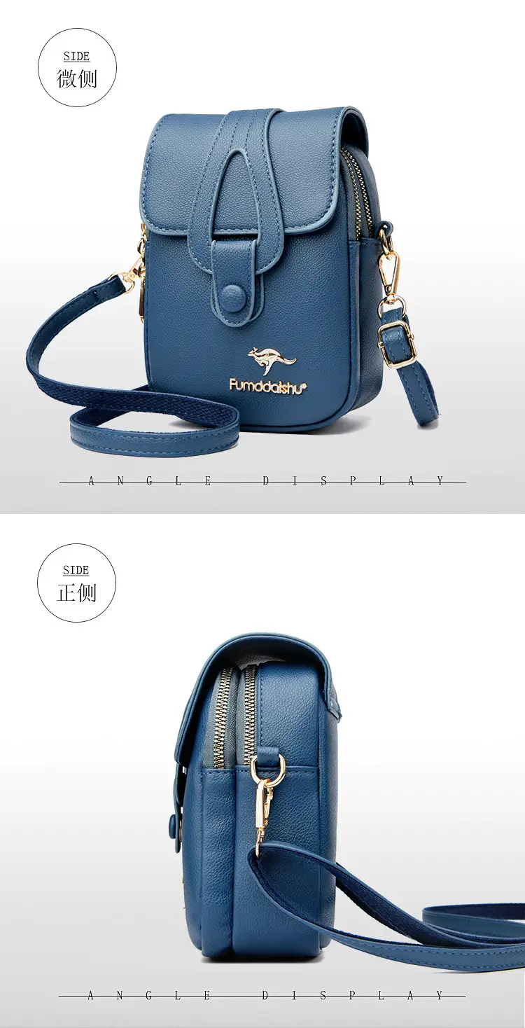 Black Leather Crossbody Bag for Women Mobile Phone Shoulder Bag — feature 15