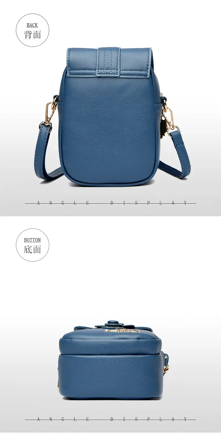 Black Leather Crossbody Bag for Women Mobile Phone Shoulder Bag — feature 16