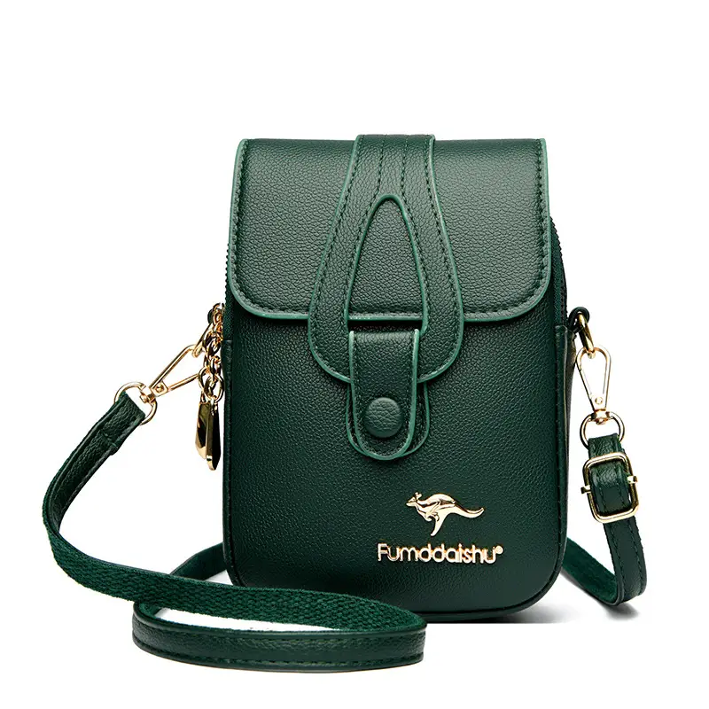 Black Leather Crossbody Bag for Women Mobile Phone Shoulder Bag - Image 4