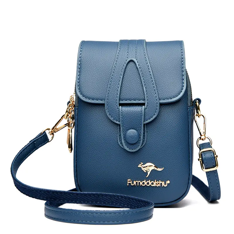 Black Leather Crossbody Bag for Women Mobile Phone Shoulder Bag - Image 5