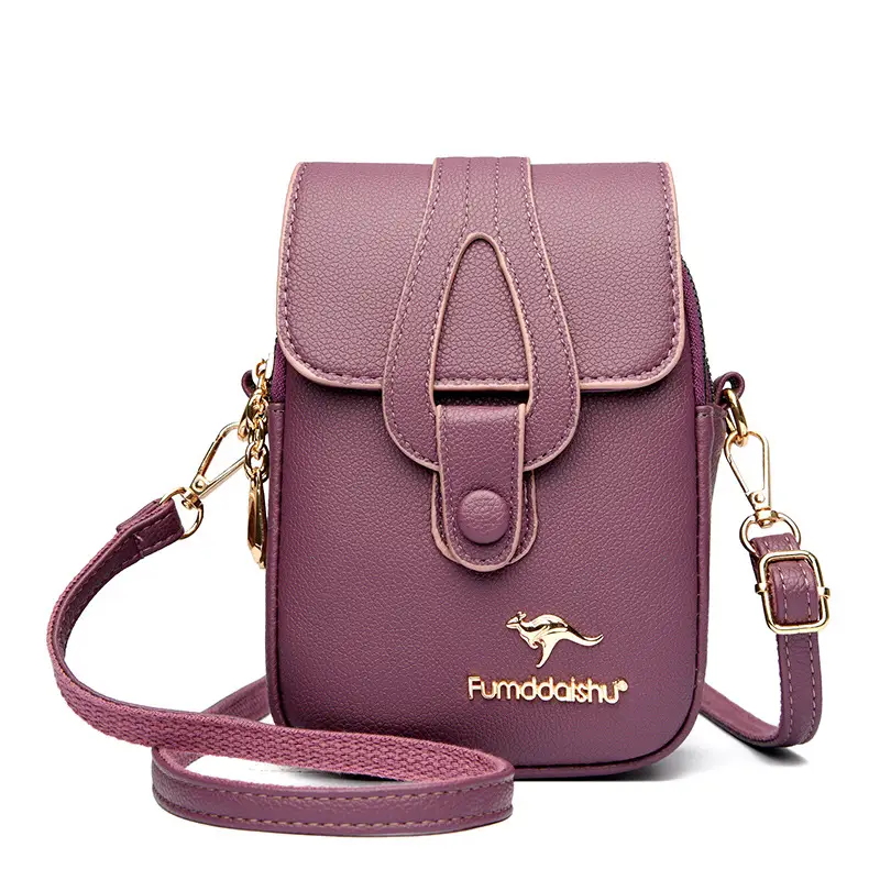 Black Leather Crossbody Bag for Women Mobile Phone Shoulder Bag - Image 6
