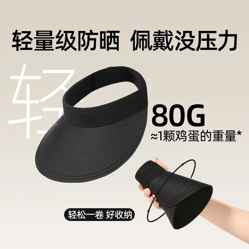 Traceless UV Sun Hat Women Black Big Cornered - Image 6