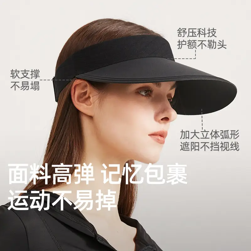 Traceless UV Sun Hat Women Black Big Cornered - Image 7