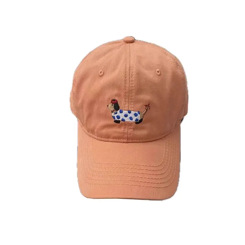 Korean Style Sausage Dog Cap for Women White Wide Brim