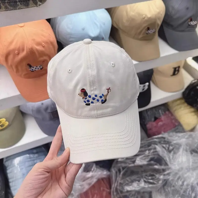 Korean Style Sausage Dog Cap for Women White Wide Brim — feature 6