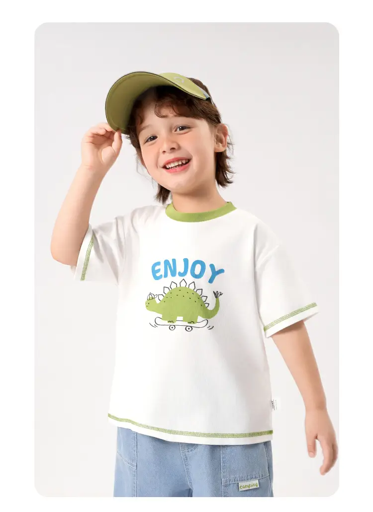 Toddler T-Shirt White Green Summer Cool Short Sleeve — feature 20