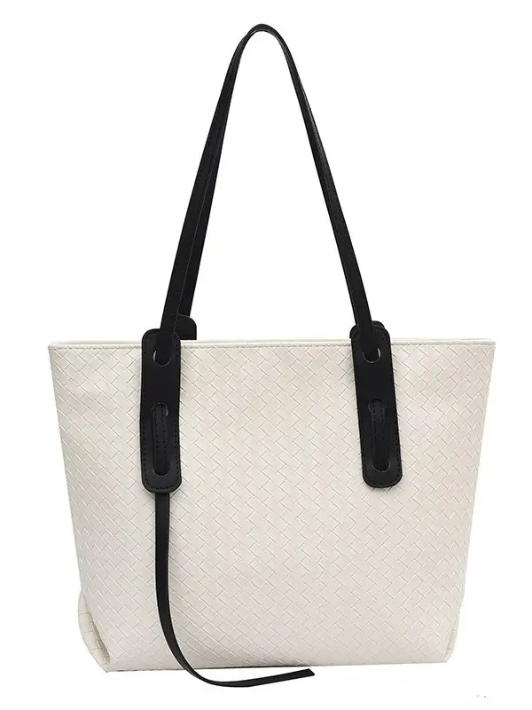 Women Brown Woven Tote Bag Large Capacity Commuter Shoulder Bag - Image 10
