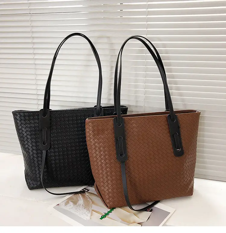 Women Brown Woven Tote Bag Large Capacity Commuter Shoulder Bag — feature 10