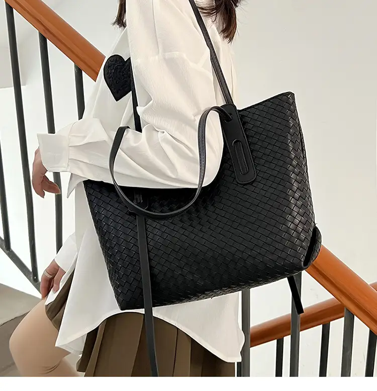 Women Brown Woven Tote Bag Large Capacity Commuter Shoulder Bag — feature 11