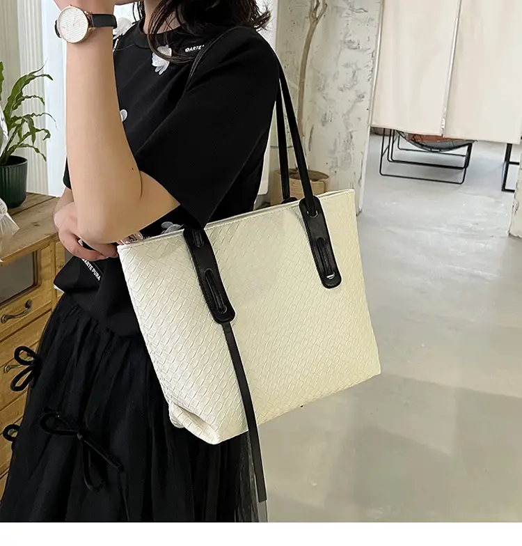 Women Brown Woven Tote Bag Large Capacity Commuter Shoulder Bag — feature 33