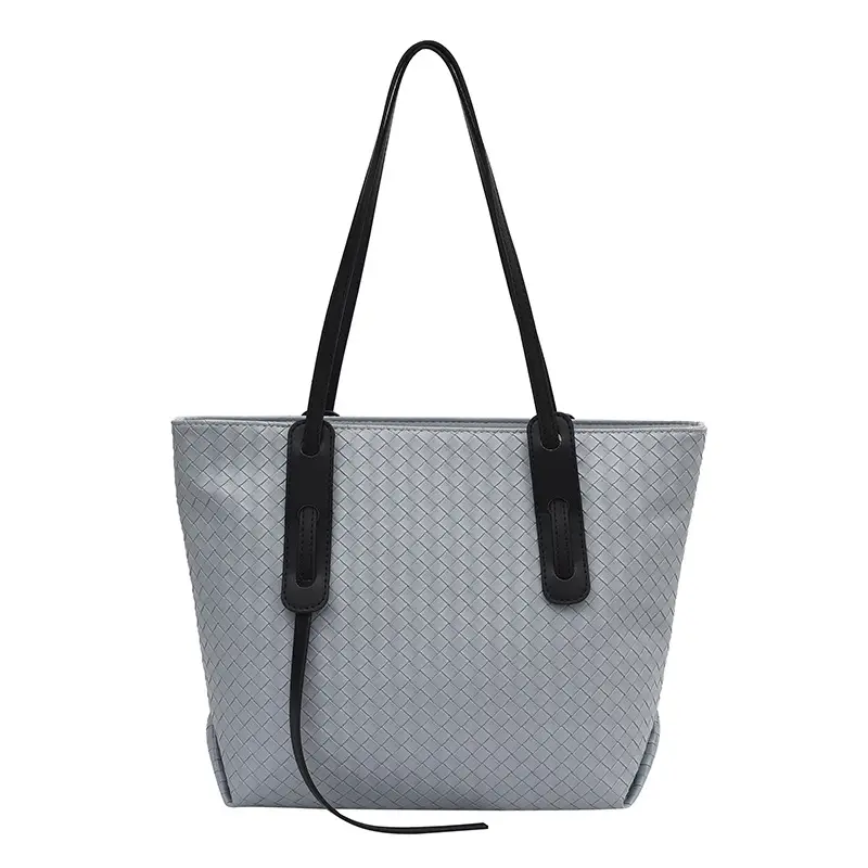 Women Brown Woven Tote Bag Large Capacity Commuter Shoulder Bag - Image 2