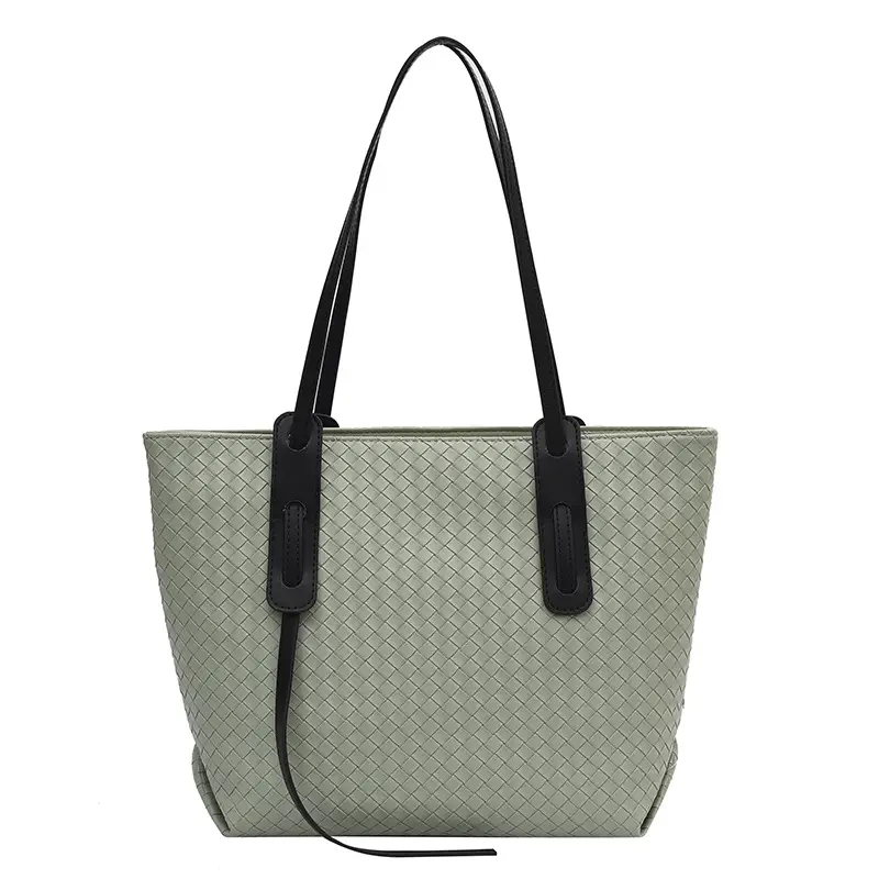 Women Brown Woven Tote Bag Large Capacity Commuter Shoulder Bag - Image 5