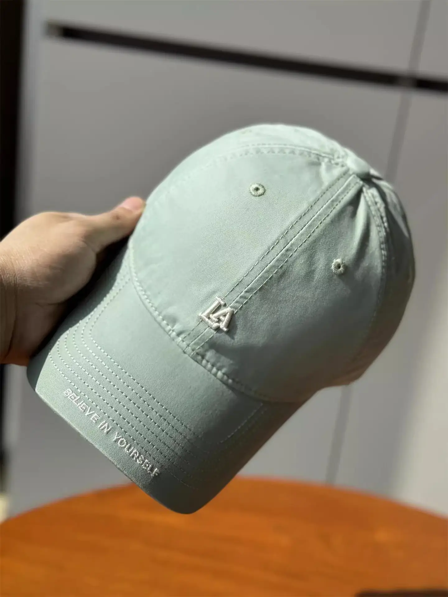 Women's Blue Baseball Cap with "BELIEVE IN YOURSELF" Embroidery — feature 2